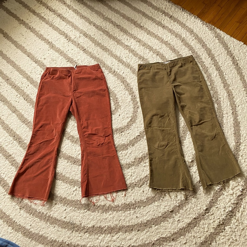 2 Pairs!! Free People Pull-On Corduroy Cropped Kick Flares